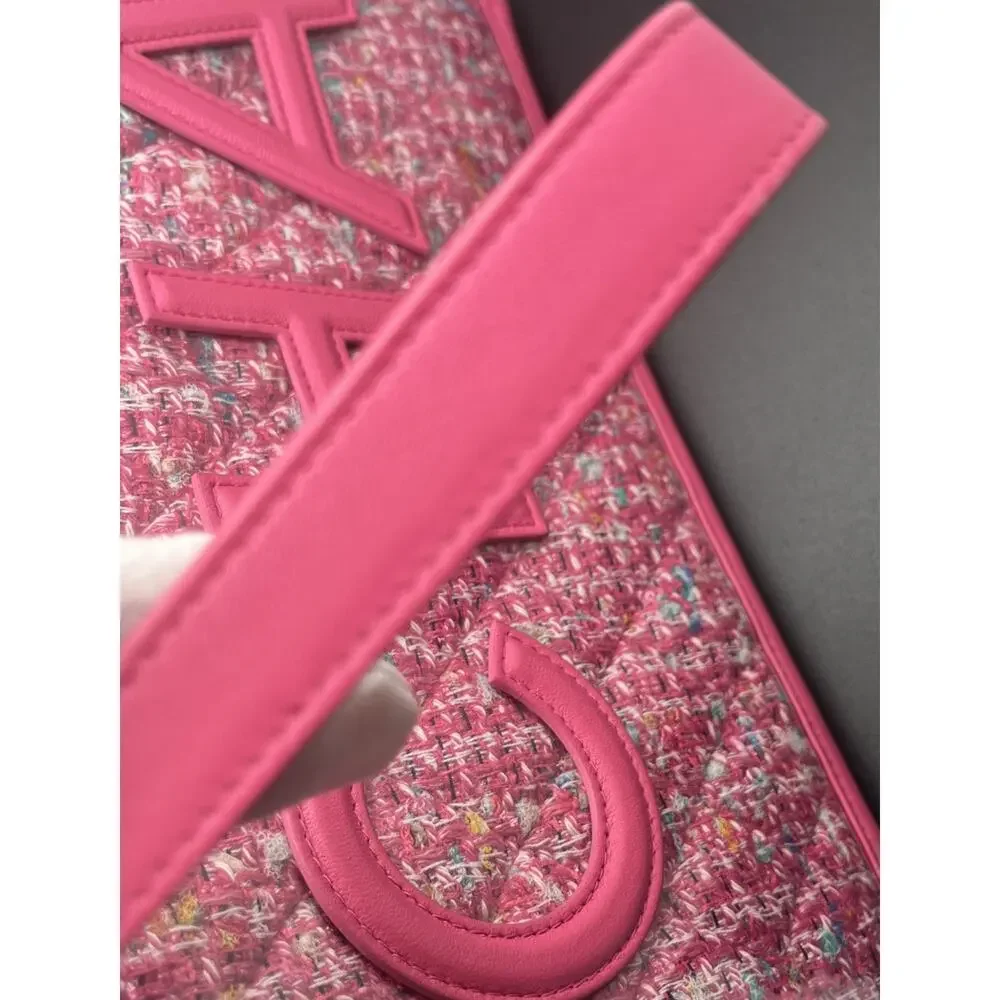 CHANEL Pink Tweed Large Logo Zip Pouch Clutch - Picture 13 of 14